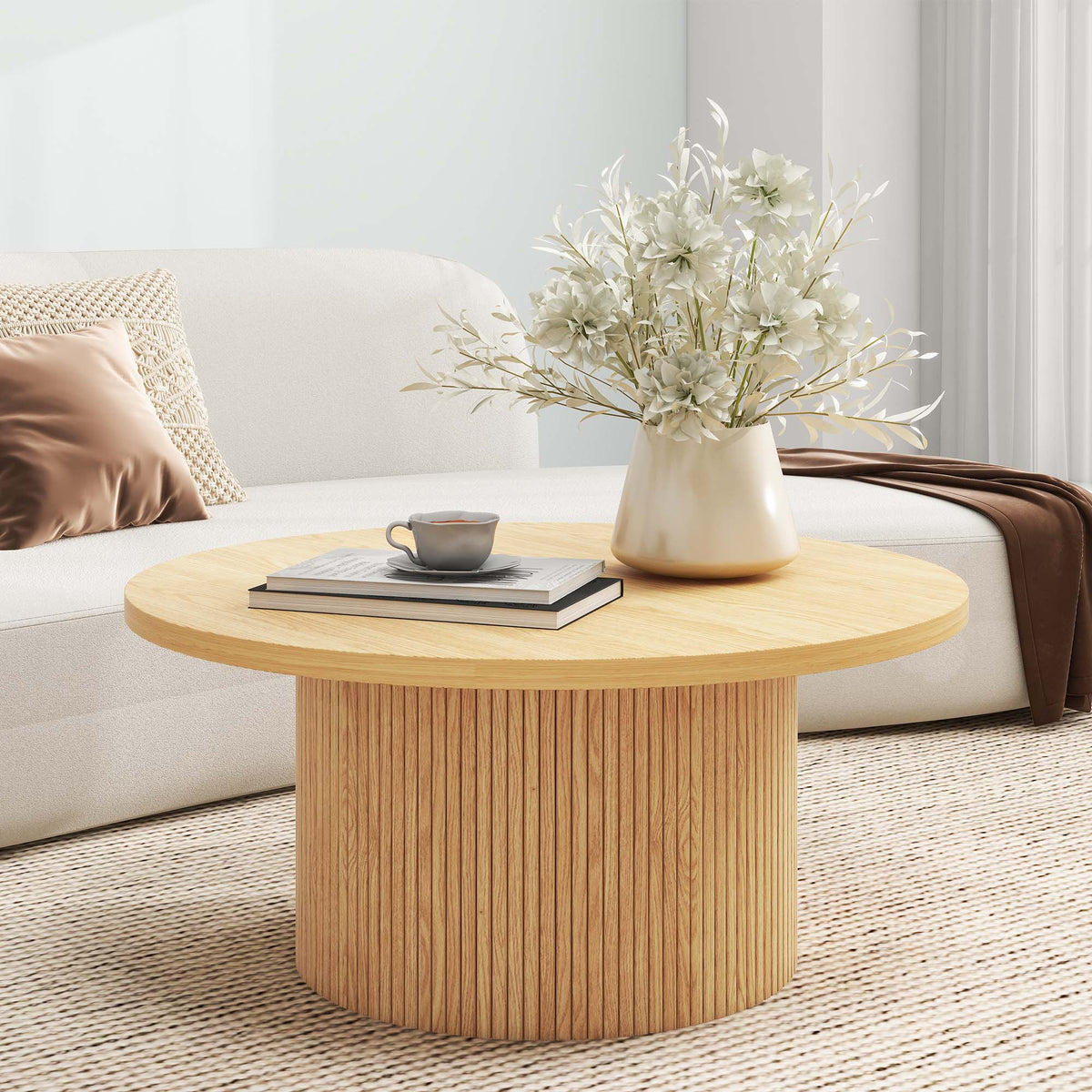 Solid Wood Round Coffee Table