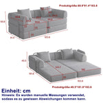 Chenille 2-in-1 Sleeper Sofa with Armrest Storage and Metal Frame, Multiple Configurations, Gray Chenille