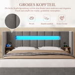 Multifunctional Bed Frame 180x200cm with Storage & LED, Velvet