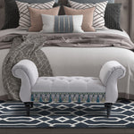 Bench Upholstered Bed Stool Wooden, Grey Polyester
