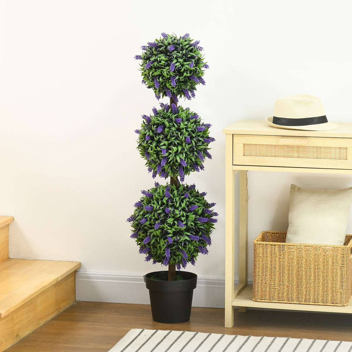 Artificial Lavender Trees, 2-Set, 110 cm, UV-Resistant, Plastic
