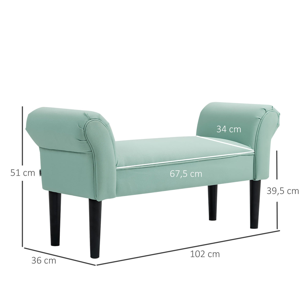 Bed Bench, Upholstered Hallway Seating, 130 kg Load Capacity, Canvas Fabric, Green