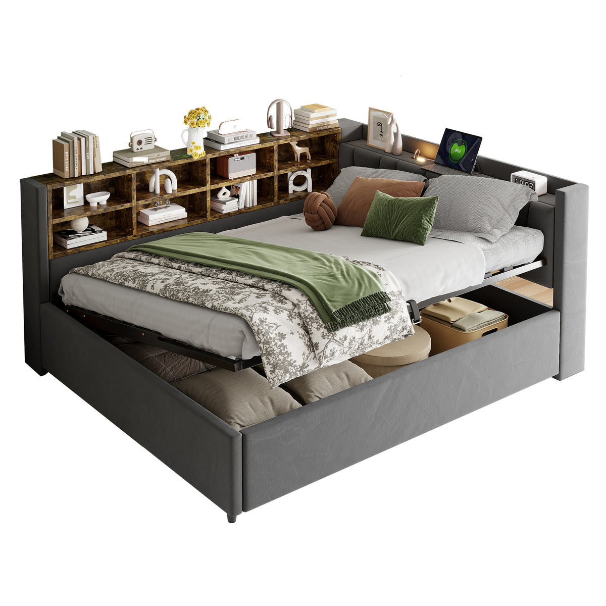 Bunk Bed with Roof & Windows 90x200 cm, White Pine Wood
