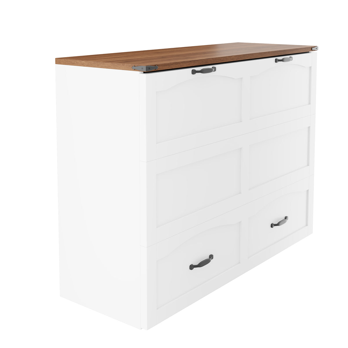 Folding Bed 140x200cm with Storage & Socket, White Metal Frame