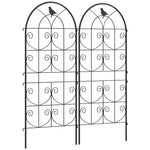Metal Trellis Set of 2, Rustproof Bird Design 50x120cm, Black