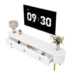 Lowboard TV Cabinet, Drawers with Golden Handles & Legs, Curved Corners