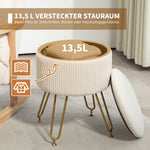 Storage Bench 2-in-1 Upholstered Lid Velvet Look Cream White