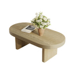 Mid Century Modern Oval Fluted Coffee Table Rustic Wood 120cm - Natural