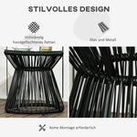 Round Garden Bistro Table, Hollow Drum Design Glass Top, Black