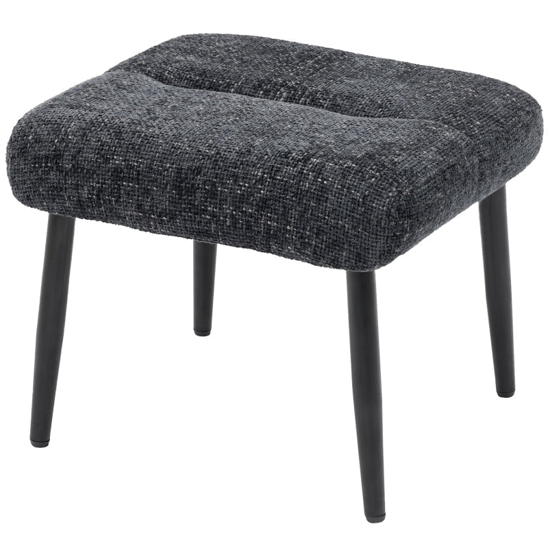 Ottoman Soft Cushion Steel Legs Chenille - Dark Grey
