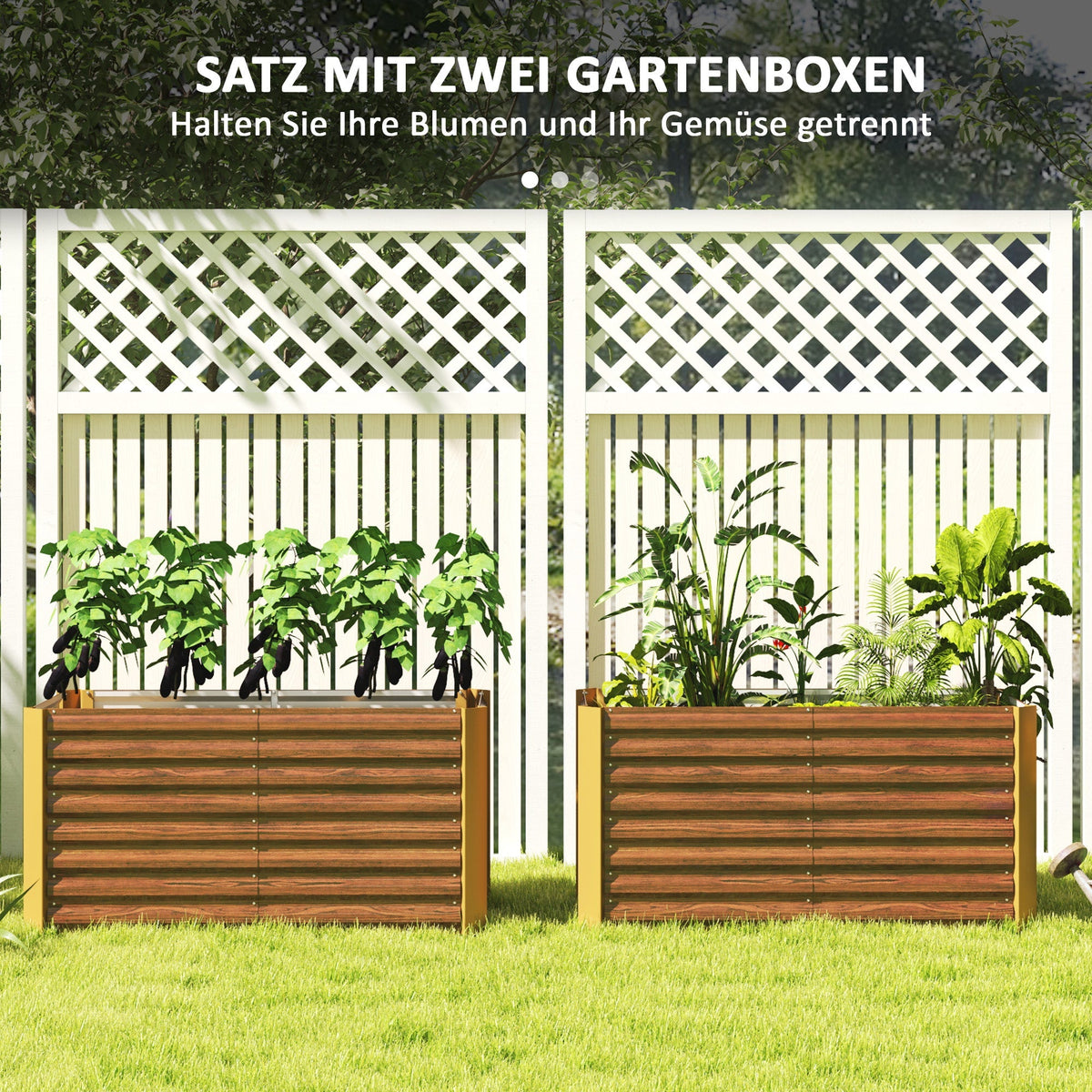 Raised Garden Beds Set of 2 Planters Weatherproof 120x60x60cm Galvanized Steel