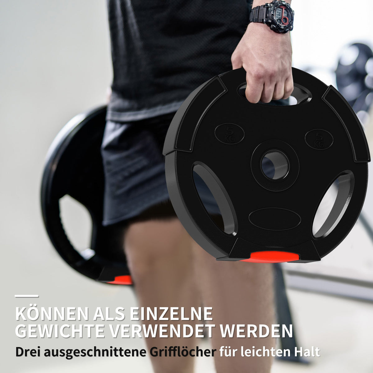 Dumbbell Weights, Set of 4, 2.5kg/5kg Plates, Black