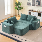 Cloud Couch L-Shaped Corner Sofa, 262cm with XXL Deep Seat and Chaise Longue, Green Chenille