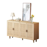 Rattan Decorative Storage Cabinet, 158CM 4-Door, Natural