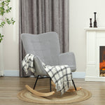 Rocking Chair, Armrests Wooden Base, Light Gray