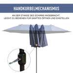 Parasol Double Patio Umbrella, Hand Crank, Blue