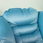 Armchair Lounge Chair, Side Pocket, Steel Legs, Blue