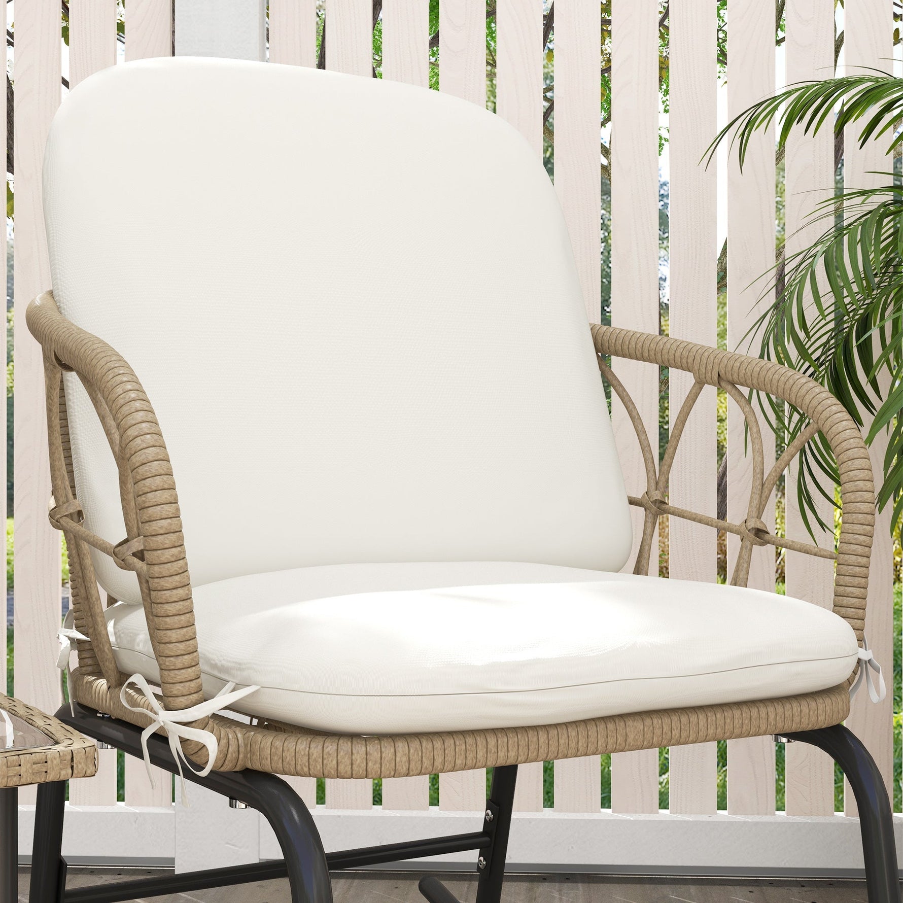 Rattan Rocking Chair Set, 3-Piece with Coffee Table & Cushions for Patio/Balcony