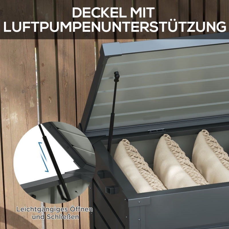 Outdoor Storage Box Weatherproof 4 Wheels 100x62x65cm - Dark Grey