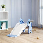 AIYAPLAY 3-in-1 Kids Slide, Giraffe Shape, Basketball Hoop, Ball, Blue