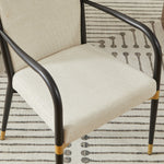 Set of 2 Dining Chairs Modern Scandinavian Upholstered Armrests - Cream Fabric
