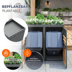 Garbage Can Storage Box, 4-Person with Planting Roof, 120-240L, Anthracite Wood-Look