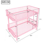Metal Bunk Bed 90x200 with Safety Railing, Space-Saving, Black, Pink