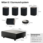 5.1 Compact Wireless Home Cinema System Milan Surround Sound Set WISA Low Latency - Black