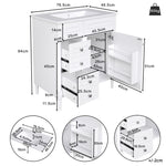 Bathroom Vanity Unit with Sink and 2 Storage Drawers, White
