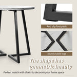 Dining Set 5-Piece Round Table Black Metal White MDF Black Velvet