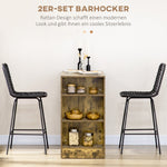 Bar Stools, Set of 2, Footrest, Bistro, Steel Black