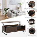 Coffee Table with Lifting Function & Storage, Steel in Walnut Black