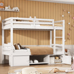 Bunk Bed Children's Shoe Racks Lockers Divisible 2 Single Beds, White 90x200cm