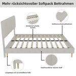 Upholstered Bed, Minimalist Plush Headboard 140x200cm, Beige