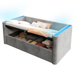 Daybed Sofa Bed 90x200cm LED Light Hydraulic Storage Velvet Grey