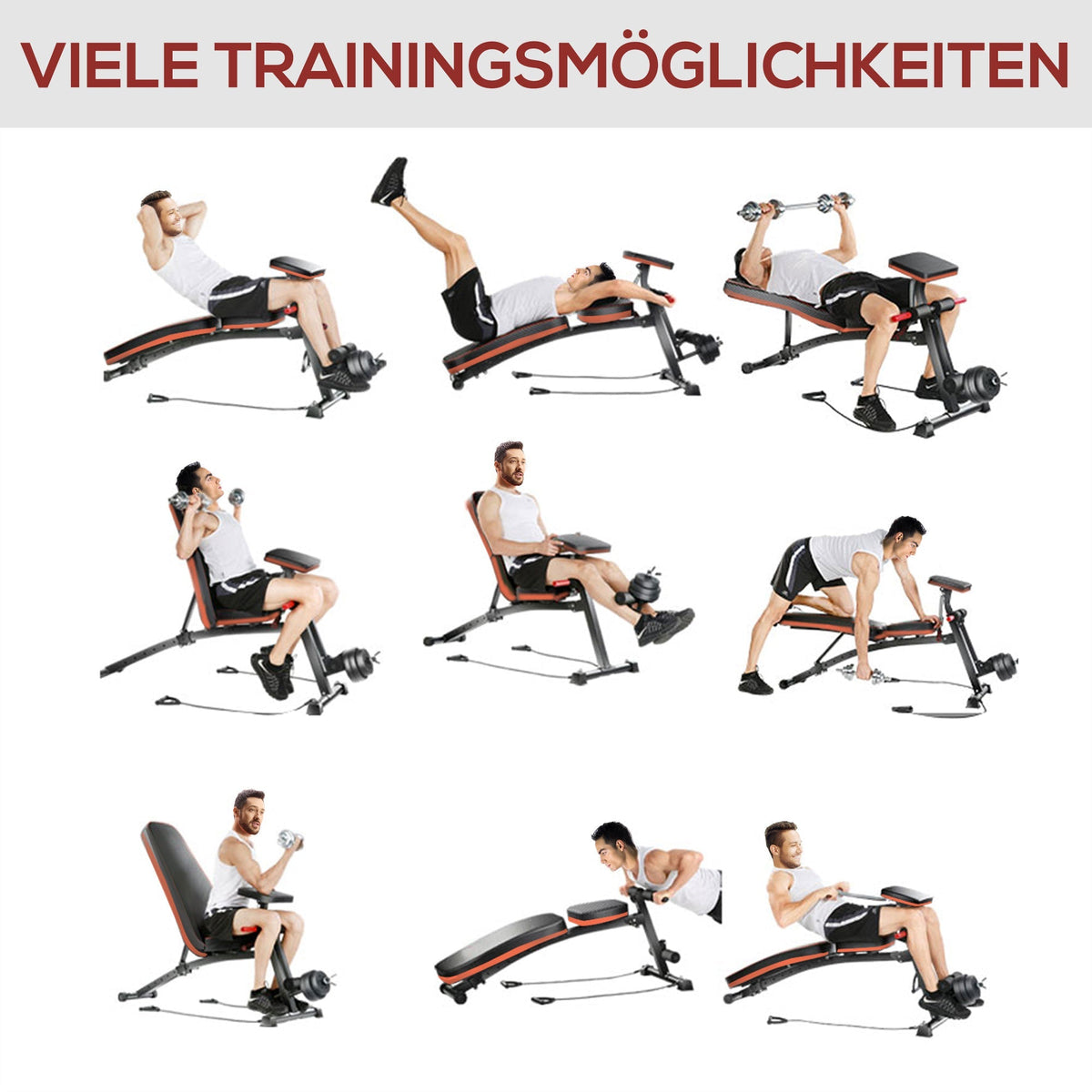 Multifunctional Weight Bench, Multi-Gym Spring Booster, 120kg, Black