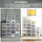 Modular Shoe Storage Boxes, 18-pack, Transparent Doors