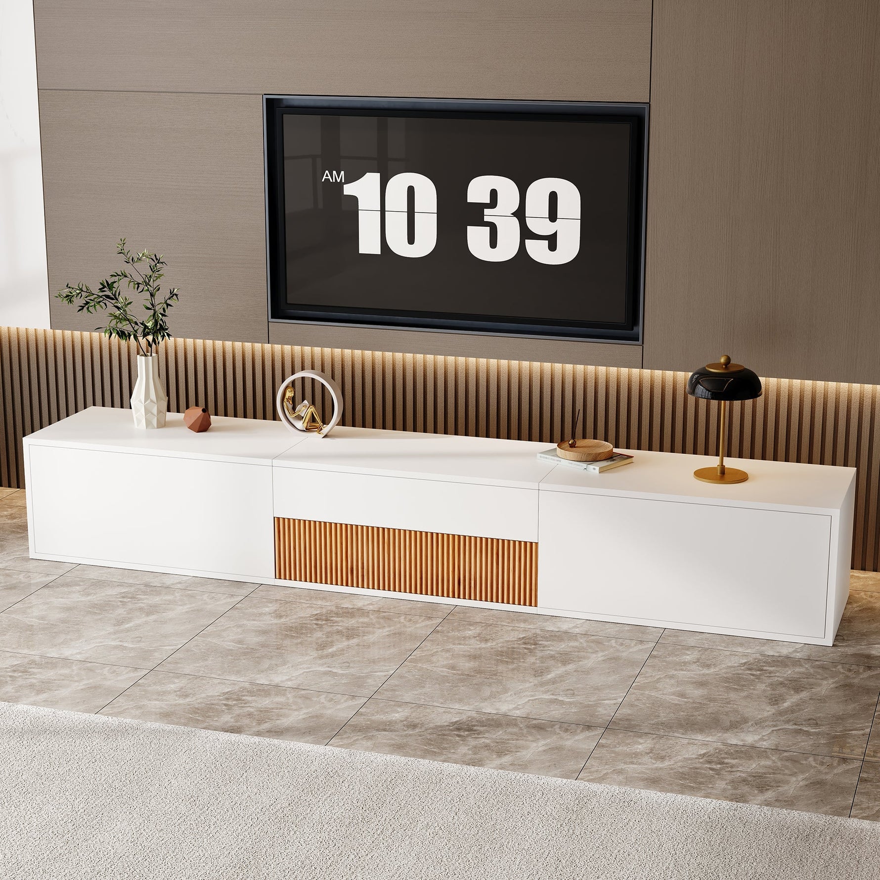 Modern Low TV Stand 180x34x30cm Unique Projector Design