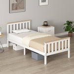 Single Bed Wood Frame Lower Storage - Natural Wood/White