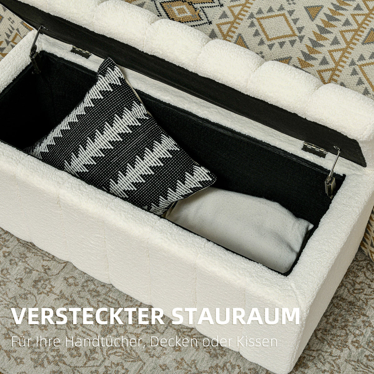 Bench with Storage, Upholstered, Wooden Legs