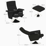 Recliner Chair Swivel Massage 8-Point Vibration Electric with Footstool, Linen Look Steel Black
