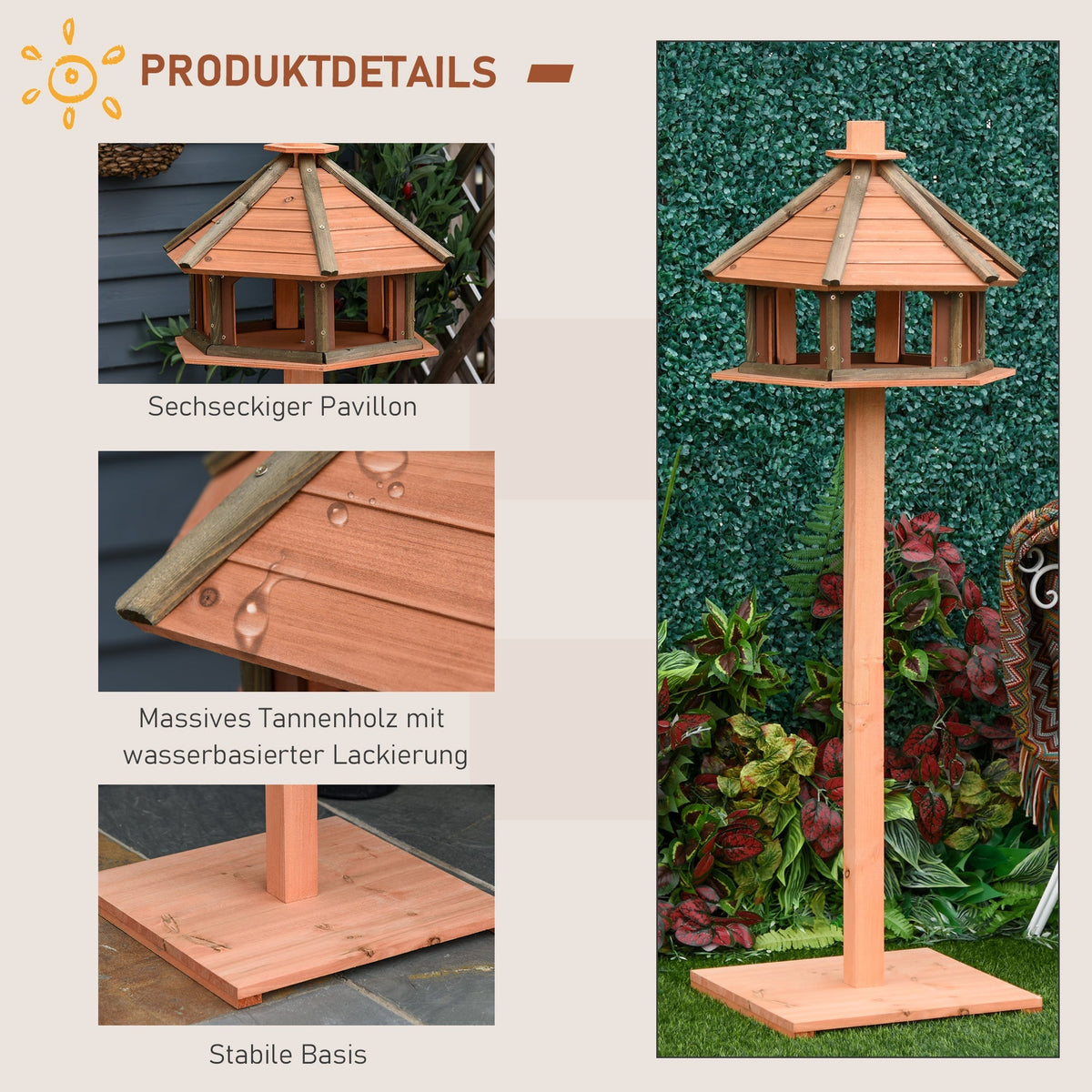 Birdhouse, Feeder Wooden Bird Villa, Natural