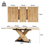 Telescopic Dining Table, Extendable 119-158.5cm Kitchen/Living Room, Wood-Colored