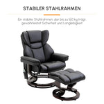 Recliner Chair, Massage Function & Footstool, Faux Leather Black