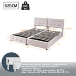 Upholstered Bed 180x200cm, Hydraulic Storage High Box Multifunctional, Beige Velvet