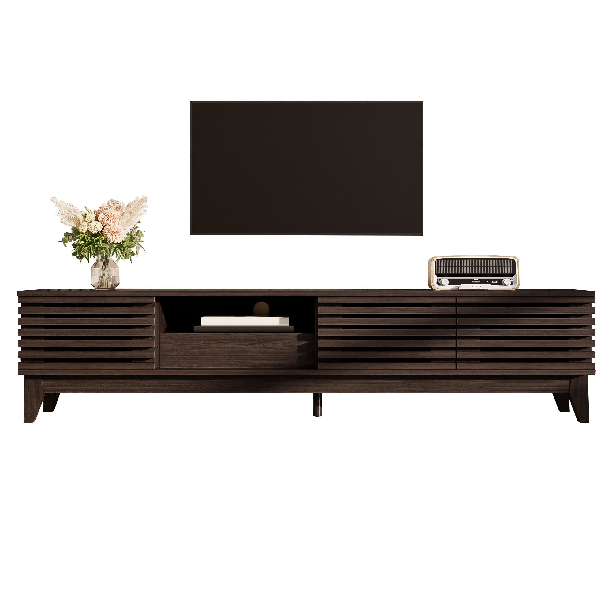 TV Cabinet Lowboard 1 Drawer 3 Doors 170cm Vintage Wood Finish