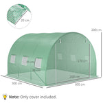 Replacement Cover for Garden Greenhouse Tunnel 9 m², 3x3x2m, PE Anti-UV Waterproof, Green