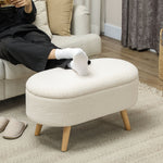 Storage Bench Footstool with Lid, Fabric Cover, White