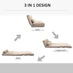 Floor Chair 2-in-1 Bed Adjustable Backrest Seat Cushion Beige Velvet Steel