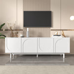 TV Cabinet, 175x38x56 cm Adjustable Shelves Lowboard, White